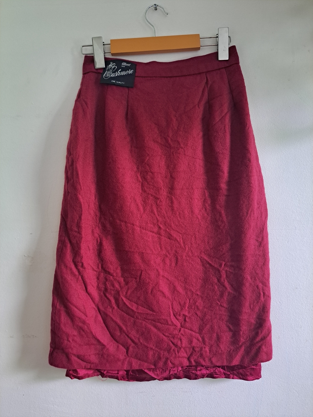 Vintage Paula Wool & Cashmere Skirt | Made in Canada | Burgundy Midi | Size 7
